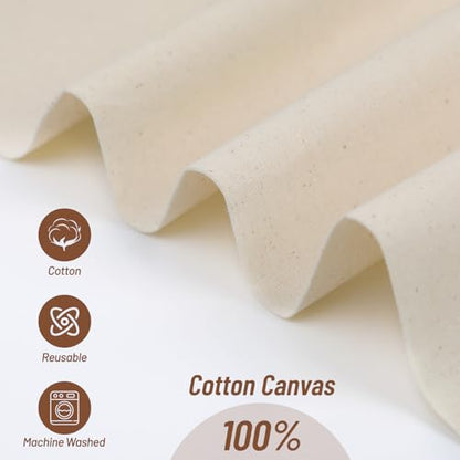 60”W 7oz Natural Canvas Fabric, Canvas Roll, 100% Cotton Painters Drop Cloth for Arts & Crafts, Backings Covers (2 Yards) - size: 2Y-7oz