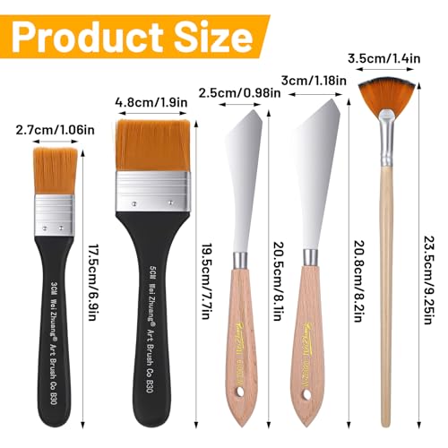 5 PCS Paint Knife for Acrylic Painting, Palette Fan Knife Brushes for Acrylic Paintings, Background Paint Brushes, Stainless Steel Oil Painting Supplies Paintings Kit for Oil Canvas