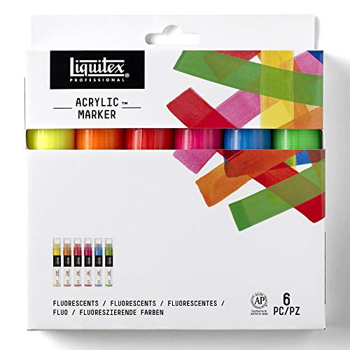 Liquitex Professional Paint Marker Set, 6 Piece, Fluorescents - style: Fluorescents Wide 6 Set