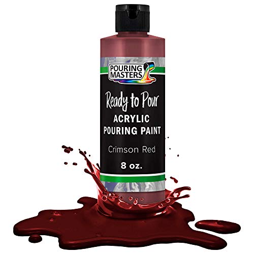 POURING MASTERS Crimson Red Acrylic Ready to Pour Pouring Paint - Premium 8-Ounce Pre-Mixed Water-Based - for Canvas, Wood, Paper, Crafts, Tile, Rocks and More - color: Crimson Red, size: 8 Fl Oz (Pack of 1)