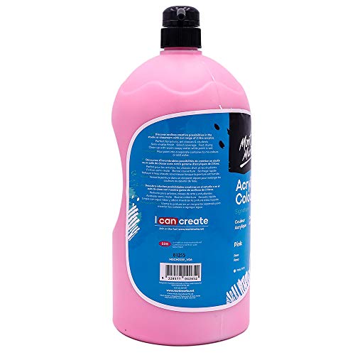 Mont Marte Discovery School Acrylic, Pink, 1/2 Gallon (2 Liter). Ideal for Students and Artists. Excellent Coverage and Fast Drying. Pump Lid Included. - color: Pink