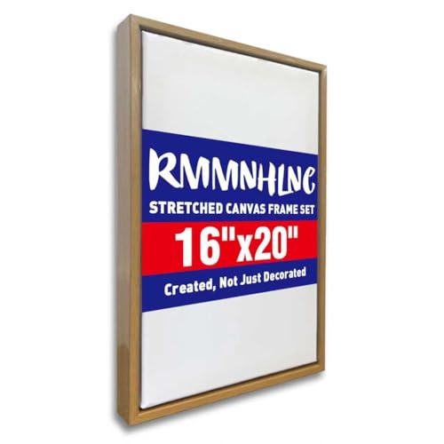 Yellow Blank Canvas with Floating Frame, 16x20 Inch, 1 Pack | Pre-installed Hanging Hardware, Wooden Floater Frame Canvas for Oil & Acrylic Painting, Artist Decor Gifts - color: Wood grain, size: 16"x20"