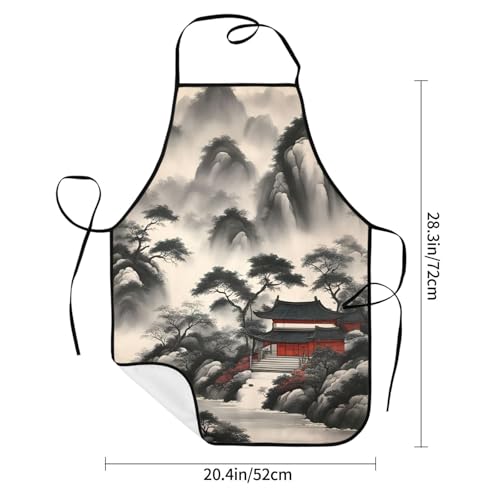 Waterproof Landscape Painting Apron with Pocket, Durable, Soft, Wrinkle-Free for Kitchen & Crafts & BBQ