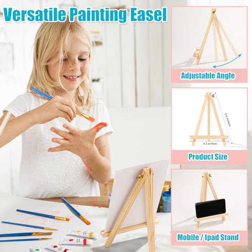 ESRICH 26 PCS Acrylic Paint Set with 12 Colors Acrylic Paints (12ml, 0.4 oz), 10 Paint Brushes, 2 Canvas, 1 Wood Easel, 1 Plate, Painting Supplies Kits for Kids, Adults, Artists and Beginners - color: 12 Color