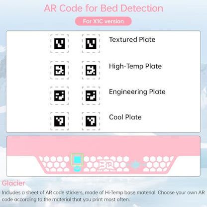 BIGTREETECH BIQU CryoGrip Pro Glacier-Pink 257x257MM for Bambu-Lab P1P/P1S/P2S/X1C/X2D/X1E/A1 3D Printers Panda Build Plate Double Sided Upgrade Removable Surface Platform - style: Glacier-Pink(P1P/P1S/P2S/X1C/X2D/X1E/A1)