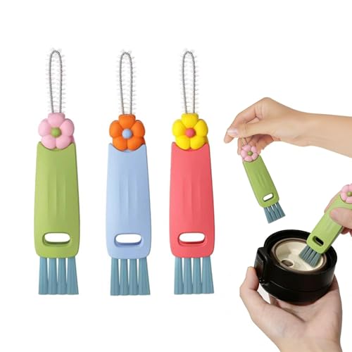 3 in 1 Rotatable Cup Lid Gap Cleaning Brush Set, for Baby Bottle, Insulation Bottle & Tight Spaces, Multifunctional Portable Crevice Cleaner Scrubber Tools, 3 Pcs