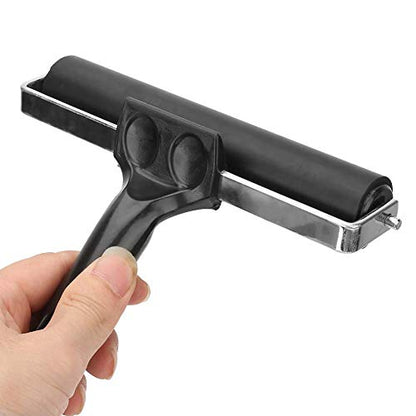 AUNMAS Rubber Brayer Roller 15 cm, Even Ink Spread Nonslip Handle Easy Grip for Printmaking Painting Stamping Smooth Surface Application Large Area Coverage Small Studio Use