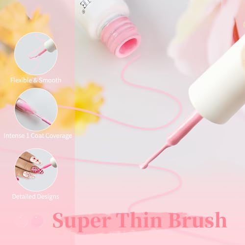 JODSONE Nail Art Gel Liner Set 10 Colors Pink Collection Gel Nail polish Need U V Lamp Cured at Home Salon Design Gifts for Women & Girls - color: LFH01-LFH10