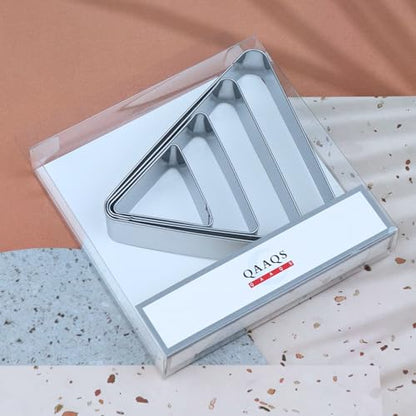 Triangle Cookie Cutter Set - 5 inch, 4 inch, 3 inch, 2 inch - 4 Piece Geometric Frame Plaque Cookie Cutters Shapes Molds - Stainless Steel - color: Triangle-Rounded Corner