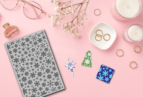 Snowflakes Polymer Clay Texture Mat for Earrings Jewelry Making, Christmas Snowflake Clay Texture Sheets for Polymer Clay Projects Floral Stamps for Clay Earrings Tools