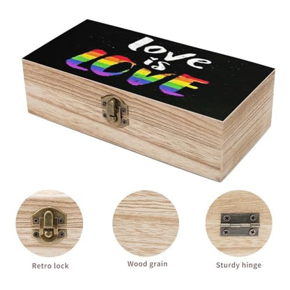 LGBT Rainbow Pride Love Is Love Jewelry Box Wooden Rustic Multi-Purpose Organizer with Front Clasp for Jewelry, Crafts, Accessories & Small Items - color: style-8