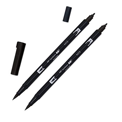 Tombow Abt Dual Brush Pen N15 Black Pack of 2