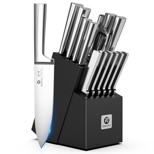 imarku Knife Set - 15PCS Kitchen Knife Set Japanese High Carbon Stainless Steel Knives Set for Kitchen, Dishwasher Safe Ultra Sharp Professional Chef Well Balance Utility Knives, Black - color: Black, size: 15 Pcs
