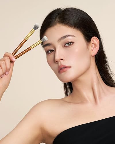 Desert Oak Series Powder Cheek Duo Brush Set - CM 188 Blush Brush & CM 189 Highlighter Brush of Goat Hair for a Soft-Focus Glow, Bubinga Handle - color: CM-0188+CM-0189, size: 2 Piece