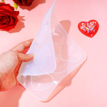 HOVEOX 2 Pieces Heart Shape Resin Molds Heart Shape Epoxy Molds Heart Silicone Molds for Resin Heart Resin Molds for Craft Making (2)