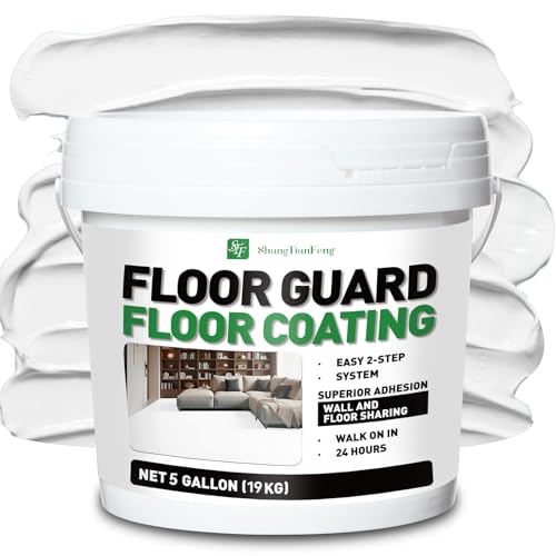 Professional Floor or Wall Paint Kit (White, 5 gallon, 800-1000 sq.ft) - White Acrylic Concrete Coating for Garages & Indoor,outdoor | Single Component Formula | Scratch Resistant & Low VOC | Indoor and outdoor compatiblee - color: White, size: 640 Fl Oz