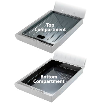 Officemate Double Storage Clipboard, Form Holder with 2 Compartments, Magnetized Storage, Pen Holder & Clip, Letter Size, Recycled Plastic, Gray/Black (83357) - size: Letter size