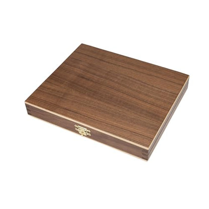 Schmincke - HORADAM® AQUARELL luxury wooden box of the RETRO Line with 19 finest watercolours, 74650097, 18 x 1/2 cups + cochineal red in 15 ml, porcelain palette, brushes