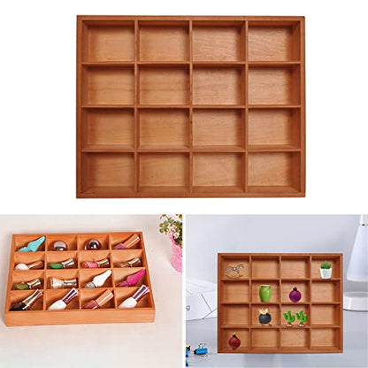 1Pc Wooden Drawer Organizer,16 Compartments Divided Tray for Arts Crafts Supplies,13.4x10.6x2‘’,Multifunction Serving Tray Divided Platter Food Server,Wooden Food Serve Tray,for Snack,Tea Bag,Hotpot