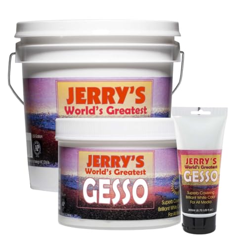 Jerry's World's Greatest Acrylic Ultra Bright White Gesso Primer - Non-Yellowing - Highly Pigmented Gesso Primer ideal for Students, Professionals, Artists - 200ml Tester Tube