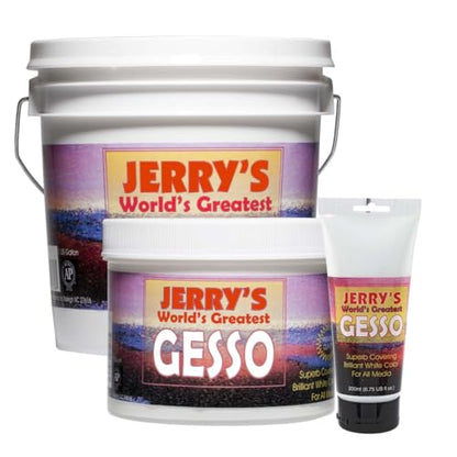 Jerry's World's Greatest Acrylic Ultra Bright White Gesso Primer - Non-Yellowing - Highly Pigmented Gesso Primer ideal for Students, Professionals, Artists - 200ml Tester Tube