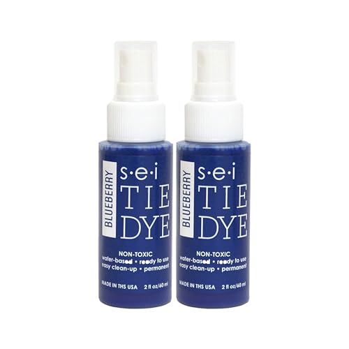 S.E.I. Blueberry Tie Dye Spray Bottle: 2oz. Non Toxic Fabric Dye Spray, DIY Permanent Clothing Dye, Ready to Use Tie Dye Supplies - 2 Pack - color: Blueberry, size: 2-Ounces