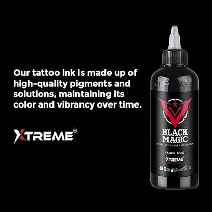 Xtreme Tattoo Ink, Versatile Medium Viscosity for Precision Tattooing, Rich Hue, Quick Healing, Acrylic-Free, Water Based and Premium Quality, Ready-to-Use Tattoo Ink (Extra Black, 4 oz) - color: Extra Black, size: 4 oz