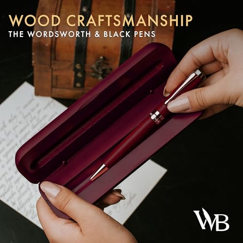 Wordsworth and Black Ballpoint Pen Set - Stunning Luxury Pen Bamboo Violetwood Gold Finish, Refillable, Best Ball Pen for Men & Women, Black Ink Refill, Elegant, Point Pen - color: Violet Wood