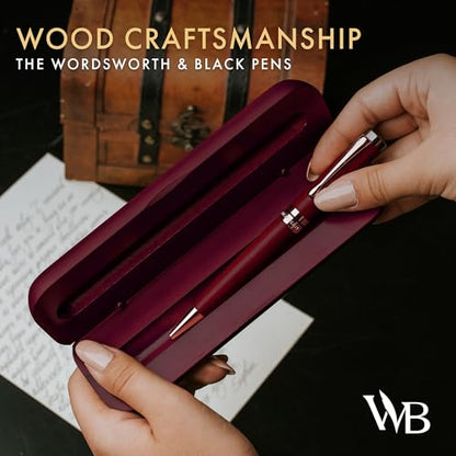 Wordsworth and Black Ballpoint Pen Set - Stunning Luxury Pen Bamboo Violetwood Gold Finish, Refillable, Best Ball Pen for Men & Women, Black Ink Refill, Elegant, Point Pen - color: Violet Wood