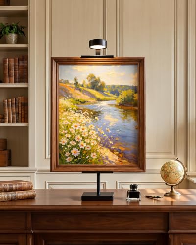Adjustable Tabletop Easel Stand with Picture Frame Light, Picture Easels for Display Up to 29" H, Metal Picture Frame Holder Stand Table for Art, Photo (Black) - color: Black with Light 1Pack