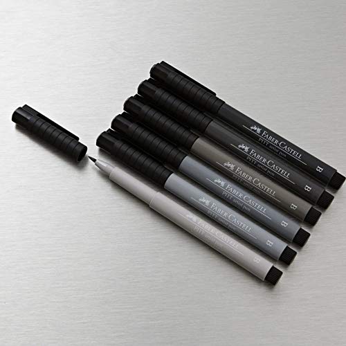 Faber-Castell F167116 Pitt Artist Pen Wallet of 6 with Assorted Tips - Black - size: 1 Count (Pack of 1), style: Pitt Artist Pen Wallet of 6 - Black