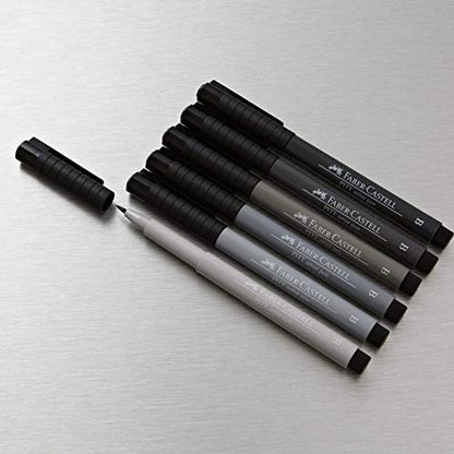 Faber-Castell F167116 Pitt Artist Pen Wallet of 6 with Assorted Tips - Black - size: 1 Count (Pack of 1), style: Pitt Artist Pen Wallet of 6 - Black