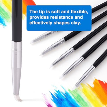 SmallCat 5 Pcs Silicone Paint Brushes, Flexible Clay Carving Tools, Professional Sculpting Tools for Handicraft Pottery Artwork Shaping Carving DIY- White (3mm) - color: White (3mm)