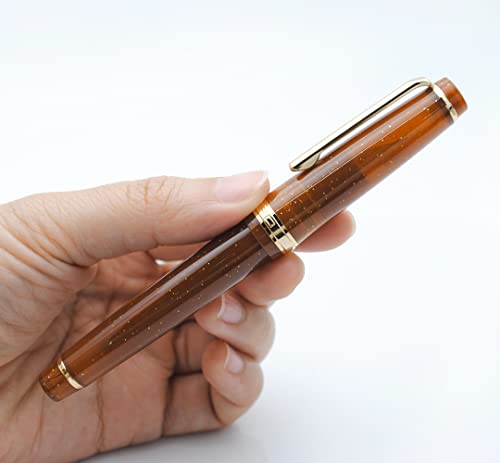 JINHAO 82 Fountain Pen with Gold Clip (F Nib 0.5mm, Transparent Fluorescent Coffee) - color: Transparent Fluorescent Coffee