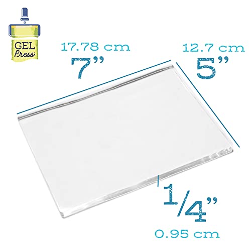Gel Press Monoprinting Print Plate - 5” X 7” Gel Plate - Printmaking Supplies - Reusable Gel Printing Plate for Press Art for Card Making, Scrapbooking, Journaling, Arts and Crafts, Home Decor - size: 5" x 7"