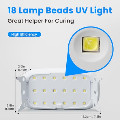 Bsrezn 200g UV Resin Kit with Upgraded Light 18 Beads, Crystal Clear Solar Activated UV Epoxy Resin for Jewelry Making (100g x 2) - size: medium light kit