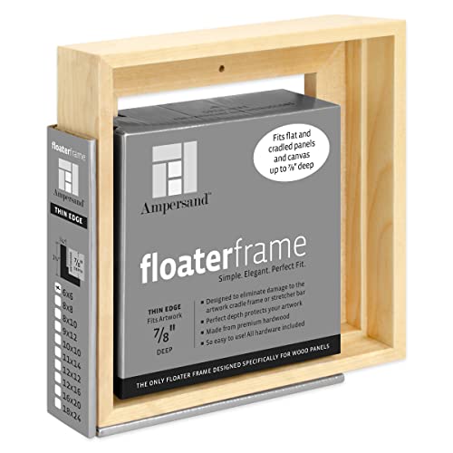 Ampersand Floaterframe for Wood Panels, 7/8 Inch Depth, Thin, 6x6 Inch, Maple (FTHIN780606M) - color: Maple, size: 6"x6"