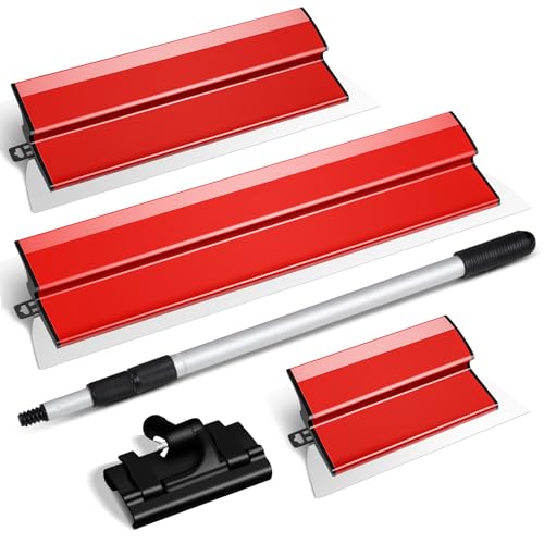 suokoun Drywall Skimming Blade Set, 10, 16 & 24 Inch Skimming Blade with 28-62 Inch Extension Handle, Professional Drywall Finishing Tools for Drywall/Wallboard - size: 10+16+24inch