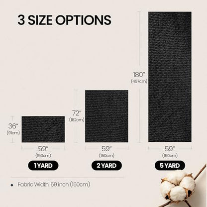 Wildarms 100% Cotton Canvas Fabric by The Yard - 59" Wide 12oz Heavy Duty Natural Duck Canvas for Sewing DIY, Tote Bags, Upholstery & Embroidery (Black, Cut by the Yard) - color: Black, size: 1-Yard Pre-Cut (Non-Continuous)