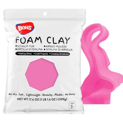 BOHS Pink Modeling Foam Clay - 1.1 Lbs, Squishy,Soft, Air Dry -for Flower Mirror,Cosplay,Fake Bake, Slime Supplies-500g - color: Pink, size: 500 g