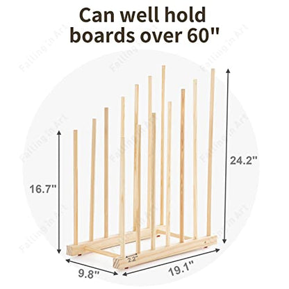 Falling in Art Large Wooden Art Storage Rack - Canvas Drying Stand for Artworks, Frames, Canvases, Drawing Boards, Prints, Panels, Paintings Display - size: Large