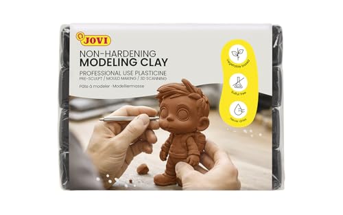 Jovi - Non-Hardening Pre-Sculpt Clay, 4 Black Bars, 0.77 lb Each | Total of 3 lb, Professional Arts and Crafts Non-Toxic and Gluten Free plasticine - color: Black
