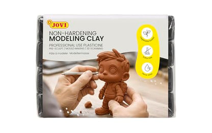 Jovi - Non-Hardening Pre-Sculpt Clay, 4 Black Bars, 0.77 lb Each | Total of 3 lb, Professional Arts and Crafts Non-Toxic and Gluten Free plasticine - color: Black
