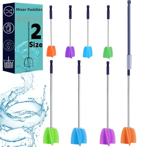 4/Large+4/Small Sizes Silicone Resin Mixer Paddles,Reusable Reusable Paint and Resin Mixer Paddle to Mix Epoxy Resin, Paint, Ceramic Glaze and Reduce Bubbles - Paint Mixer for Drill (4/Large+4/Small)