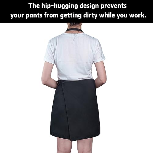 MyLifeUNIT Artist Apron with 10 Pockets for Arts and Craft, Black Canvas Pottery Apron for Women and Men