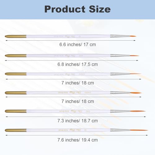 12 Pcs Script Liner Brush Highly Flexible Paint Brushes Extra Long Fine Point Tip Detail Paintbrushes for Model Fingure Watercolor Acrylic Miniature Painting
