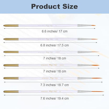 12 Pcs Script Liner Brush Highly Flexible Paint Brushes Extra Long Fine Point Tip Detail Paintbrushes for Model Fingure Watercolor Acrylic Miniature Painting
