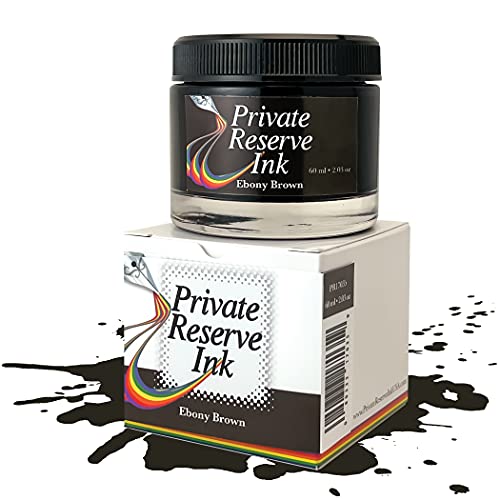 Private Reserve Premium Fountain Pen Ink, 60ml Bottle, Ebony Brown | Premium fountain pen ink with smooth flow, rich color, and reliable everyday writing performance. - color: Ebony Brown