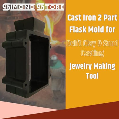 SIMOND STORE 4 PC - Casting Sand Mold - Cast Iron Casting Flask Mold - 4 Located Pins Sand Casting Kit Used as Jewelry Casting Molds, Metal Casting Molds & Pewter Casting Molds - size: 2 Part Flask Mold Pack OF (4)
