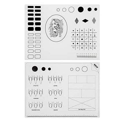 Segbeauty Acrylic Nail Training Mats, 2pcs 16" DIY Silicone Flexible Nail Art Stamping Mats,Nail Gel Polish Coloring Practice Pad, Workspace Manicure Mat Template Sheet, Foldable Table Cover Pad Tool